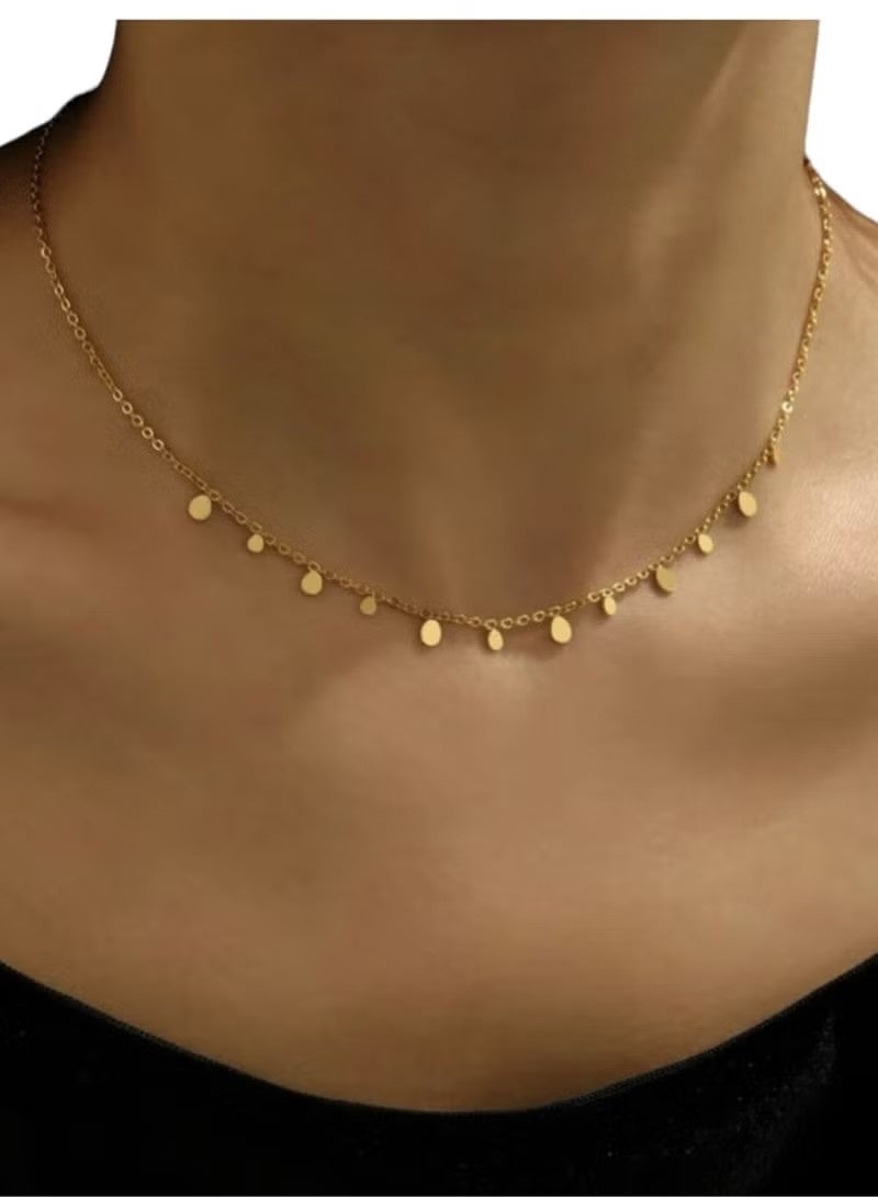 Gold Plated Stainless Steel Teardrop Choker Necklace, Perfect for Daily Wear, Anniversary Gift and Sisters - Image 4